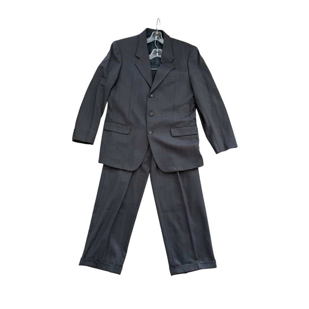 Vintage Mario Barutti Mens Suit Charcoal Gray Two Piece